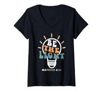 Donna Be The Light Shirt Inspirational Religious Graphic Tees Maglietta con Collo a V