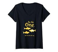 Donna Be The One That Turns The Other Way Inspirational Citazione Maglietta con Collo a V