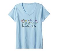 Donna Be Thy Light Matthew 5:14 Christian Bible Verse Scripture Maglietta con Collo a V