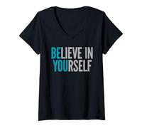 Donna Be You Believe in Yourself Motivational positivo Maglietta con Collo a V