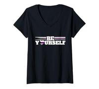 Donna Be Yourself | Camicia con bandiera demisessuale per demisessuali Maglietta con Collo a V
