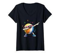 Donna Beach Ball Dab Funny Summer Volleyball Sports Design Maglietta con Collo a V