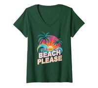 Donna Beach Please Life Better Vacation Miglior Equipaggio di Viaggio Estivo di Sempre Maglietta con Collo a V