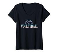 Donna Beach Volley, Amore per La Pallavolo Maglietta con Collo a V