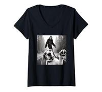 Donna Beagle Bigfoot Encounter - Divertente Avventura Lungo la Strada Maglietta con Collo a V