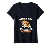 Donna Beagle Boy, Like A Normal Boy Solo più Bello - Beagle Dog Maglietta con Collo a V