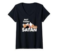 Donna Beagle Cane Pigro Not Today Satan Maglietta con Collo a V