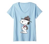 Donna Beagle Classico dell'avventura Estiva dei Peanuts Snoopy Scout Leader Maglietta con Collo a V