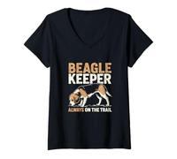 Donna Beagle Keeper Always On The Trail - Amante dei Cani Maglietta con Collo a V
