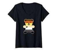Donna Bear Brotherhood Flag Bear Gay Pride Maglietta con Collo a V
