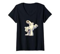 Donna Bear Handstand Somersault Ginnastica Maglietta con Collo a V