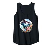 Donna Bear Head Floral Mountain Acquerello Circle Regali Canotta