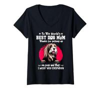 Donna Bearded Collie Best Dog Mom Dogs Lovers Funny Mothers Day Maglietta con Collo a V