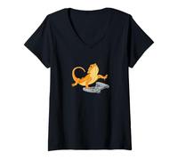 Donna Bearded Dragon Lizard Gamer Video Game Gecko Maglietta con Collo a V