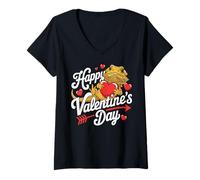 Donna Bearded Dragon Valentine's Day Lover Saint Valentine Maglietta con Collo a V