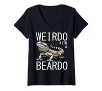 Donna Bearded Dragon Weirdo Beardo Funny Beardie Uomini Donne Bambini Maglietta con Collo a V