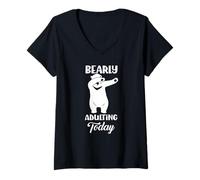 Donna Bearly Adulti Oggi Divertente Orso Dabbing Gioco di Parole Maglietta con Collo a V