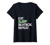 Donna Beatboxer - Eat Sleep Beatbox Repeat - Beatboxing Maglietta con Collo a V