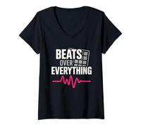 Donna Beatmaker Produttore Musicale EDM Trappola Hip Hop Regalo Maglietta con Collo a V