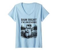 Donna Beaver Pun Joke Grafica Vintage Animale Umorismo Impressionante Maglietta con Collo a V