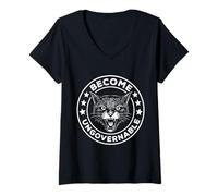 Donna Become Ungovernable Cat Maglietta con Collo a V