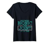 Donna Becoming Bionic One Joint At A Time Lesioni Artificiali - Maglietta con Collo a V
