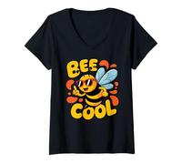 Donna Bee Cool Bees Funny Beekeeper Maglietta con Collo a V
