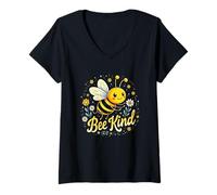 Donna Bee Kind Cute Bee Positività e gentilezza Maglietta con Collo a V