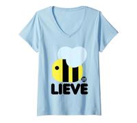 Donna Bee Lieve Funny Bee Maglietta con Collo a V