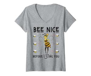 Donna Bee Nice Before I Sting You Spring Queen Bug Summer Fun Bees Maglietta con Collo a V