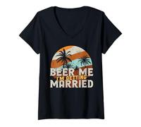 Donna Beer Me I'm Getting Married Maglietta con Collo a V