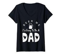 Donna Beer Me I'm Going to be a Dad Baby Annuncio Maglietta con Collo a V