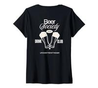 Donna Beer Society Drink Club Drinking Bar Lifestyle Hobby Pub Maglietta con Collo a V