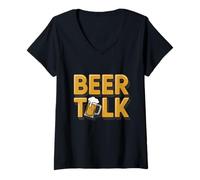 Donna Beer Talk - Boccale da Birra Divertente da Bar Maglietta con Collo a V