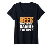 Donna Bees Handle The Buzz I Handle The Fuzz Maglietta con Collo a V