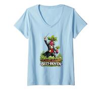 Donna Beet-Hoven - Gioco di Parole con Verdure Maglietta con Collo a V