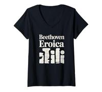 Donna Beethoven Eroica Classical Music Artwork Maglietta con Collo a V