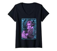 Donna Beethoven Musica Classica Compositore Playlist Cassette Pop Art Maglietta con Collo a V