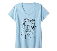 Donna Beethoven Musicisti Musica Classica Maglietta con Collo a V
