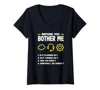 Donna Before You Bother Me Tech Support Checklist Divertente Maglietta con Collo a V