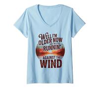 Donna Beh, Ora Sono più Vecchio, ma STO Ancora Correndo Contro Il Vento Maglietta con Collo a V