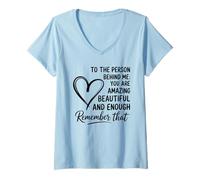 Donna Behind Me Positive Affirmation Heart Design Maglietta con Collo a V