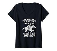 Donna Bel cappello dov'è il Bourbon It Must Be Derby Day Maglietta con Collo a V