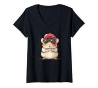 Donna Bel cappello snapback per gli amanti dei roditori Maglietta con Collo a V