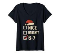 Donna Bel Cattivo 67 Meme 6-7 Natale Brainrot Sei Sette Adolescenti Maglietta con Collo a V