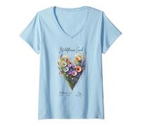 Donna Bel Design Unisex con Cuore Floreale Divertente per Uomo e Donna Maglietta con Collo a V
