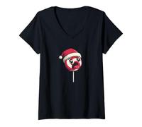 Donna Bel Lecca-Lecca con Cappello di Babbo Natale Costume Maglietta con Collo a V