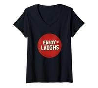 Donna Bel logo "Enjoy the Laughs" Maglietta con Collo a V