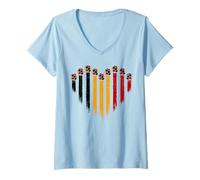 Donna Belgian Flag Novelty Belgio Maglietta con Collo a V