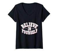 Donna Believe In Yourself Be You Citazioni Inspirational Be You Maglietta con Collo a V